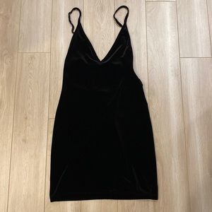 Black velvet body con dress